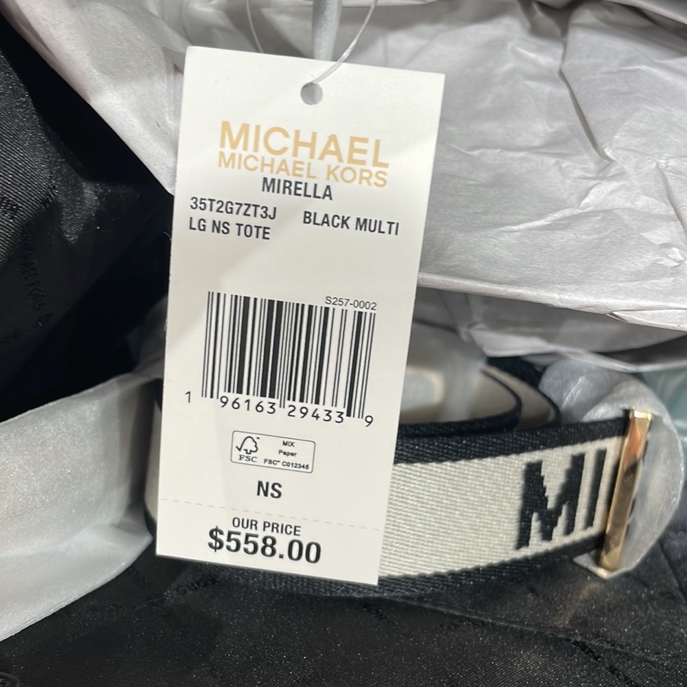 Michael Kors Mirella Large Striped Logo Jacquard Tote Bag - Picture 5 of 6